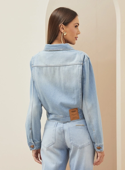Jaqueta Feminina Jeans Reta