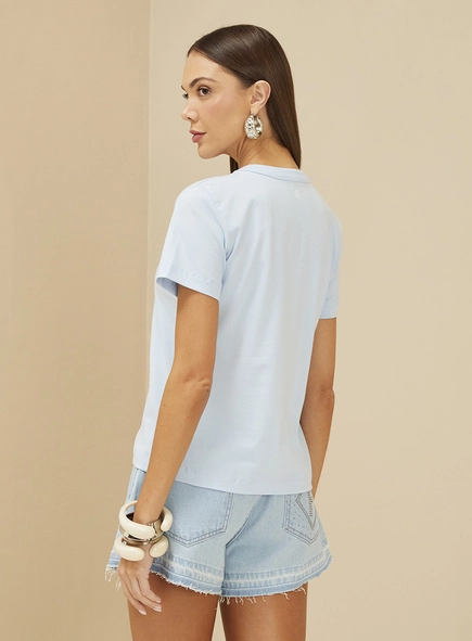 Camiseta Feminina Justa Estampa Em Alto Relevo