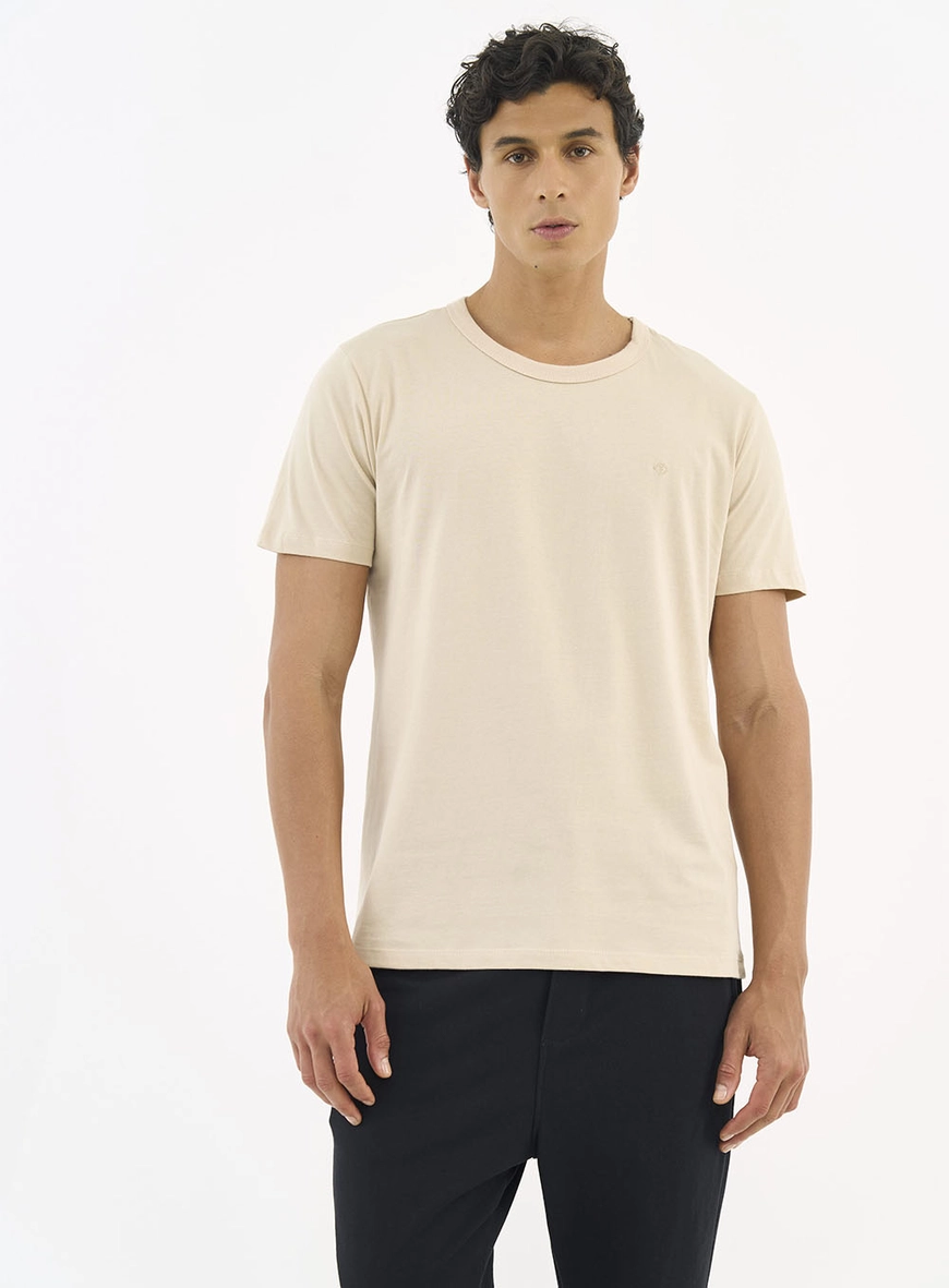 Camiseta Essencial De Algodão Bege