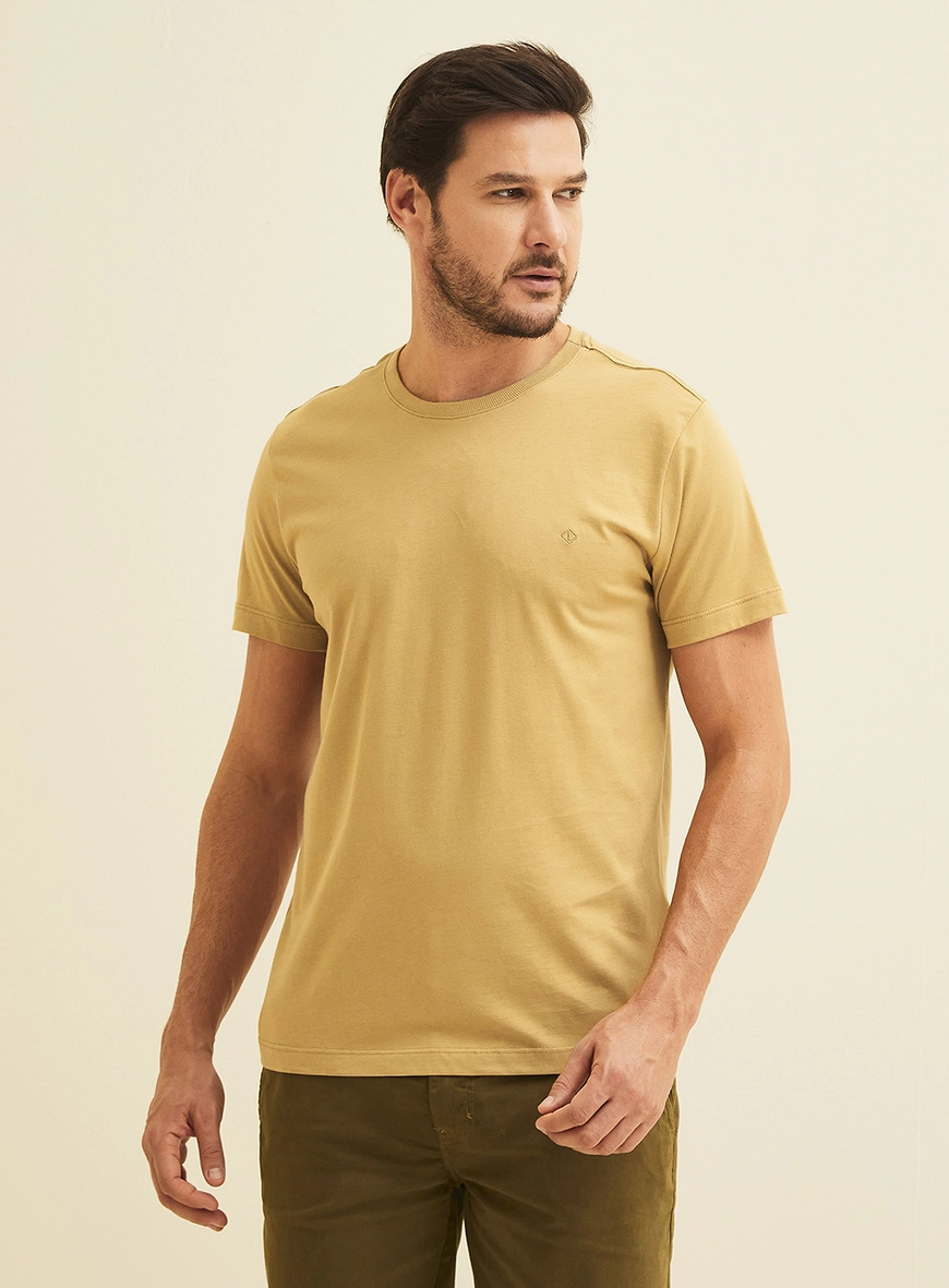 Camiseta Masculina Manga Curta Pima Bege Soybean