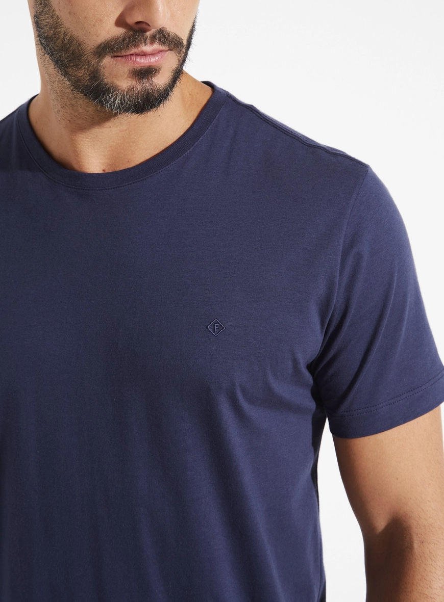 Camiseta Masculina Manga Curta Pima Azul