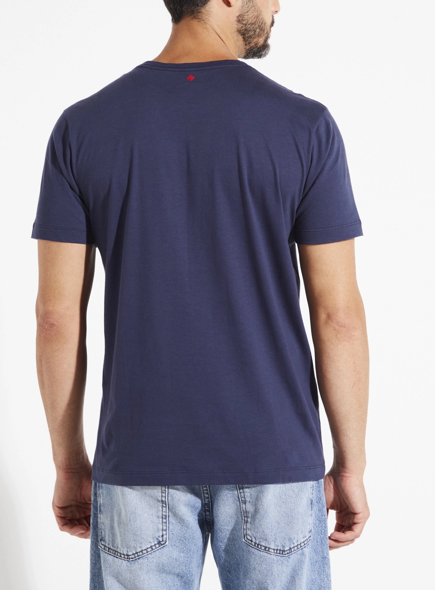 Camiseta Masculina Manga Curta Pima Azul
