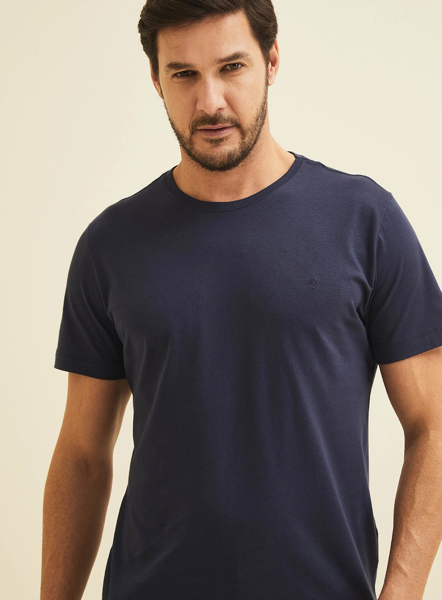 Camiseta Masculina Manga Curta Pima Azul