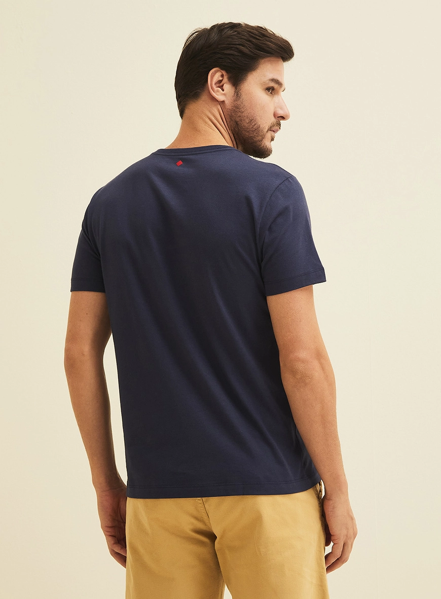 Camiseta Masculina Manga Curta Pima Azul