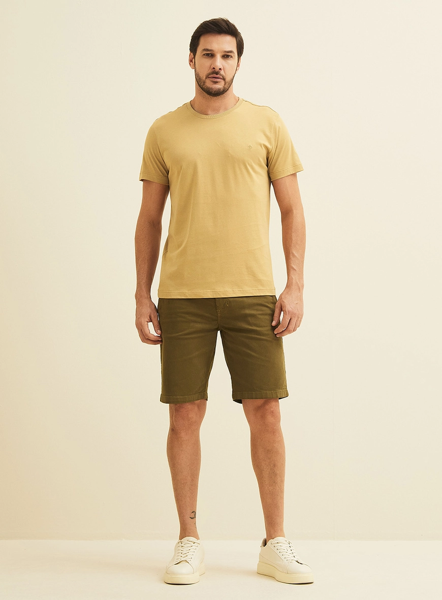 Camiseta Masculina Manga Curta Pima Bege Soybean