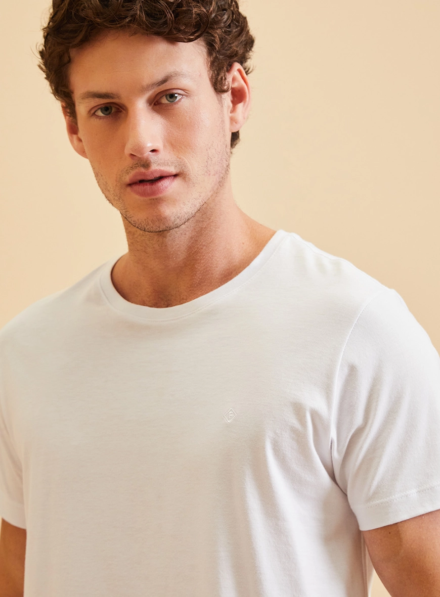Camiseta Masculina Manga Curta Pima Branco