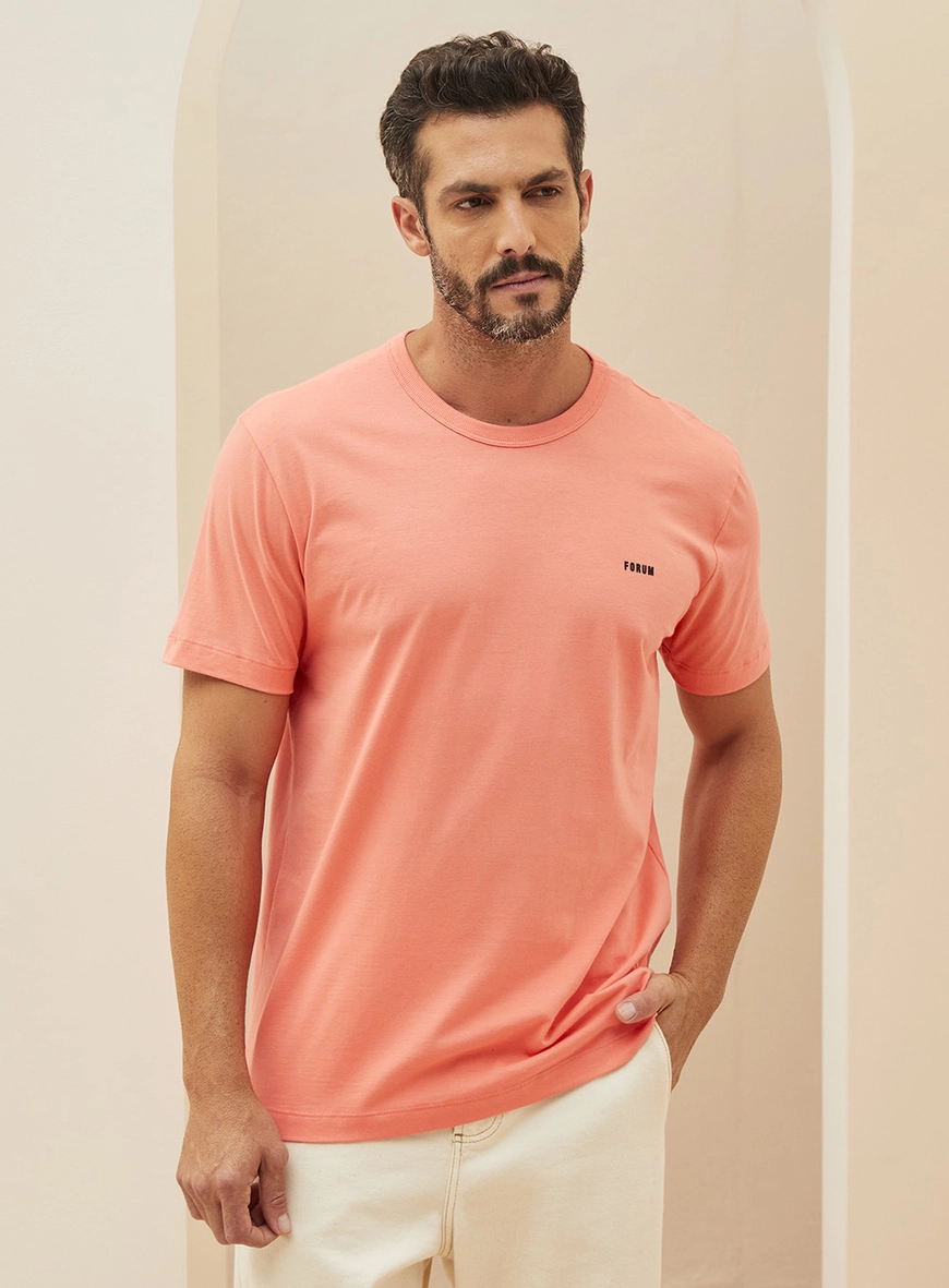 Camiseta Masculina Manga Curta Ajustada Laranja