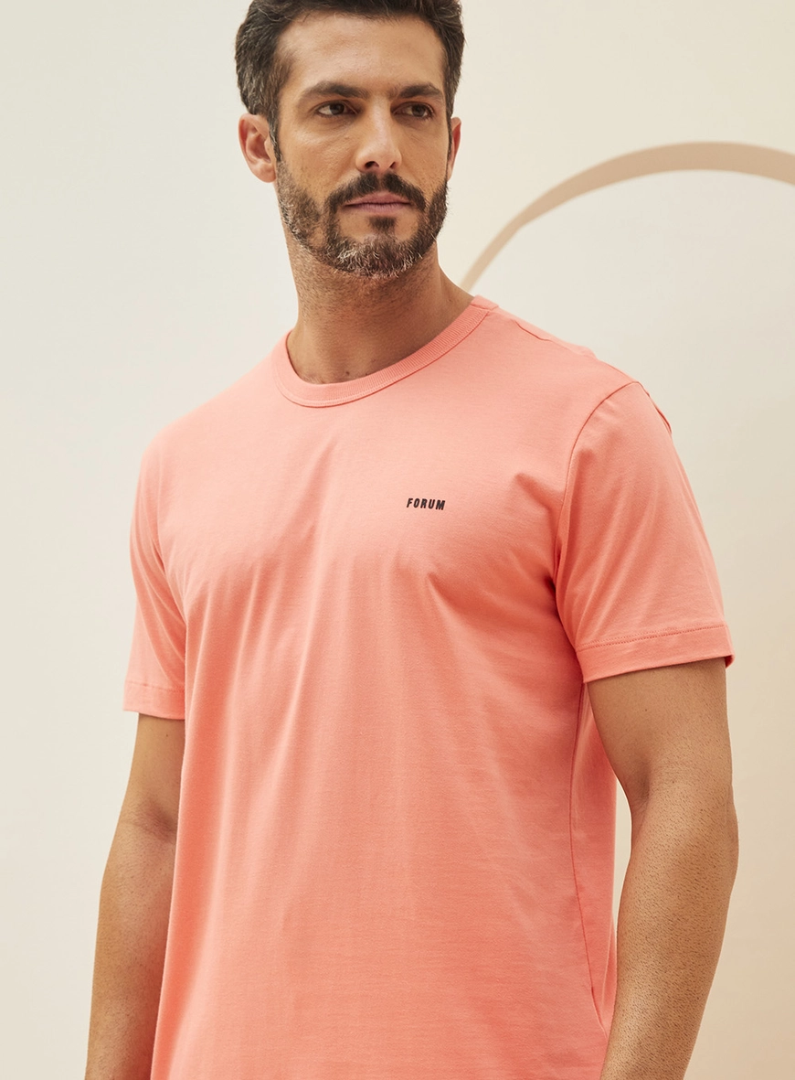 Camiseta Masculina Manga Curta Ajustada Laranja