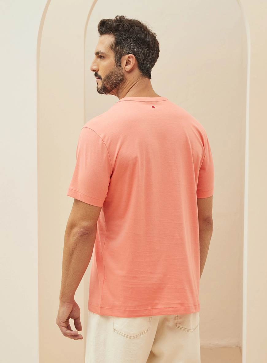 Camiseta Masculina Manga Curta Ajustada Laranja