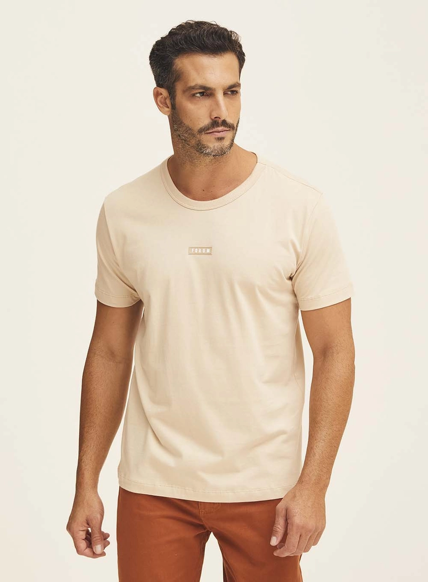 Camiseta Masculina Com Detalhe Em Logo Bege
