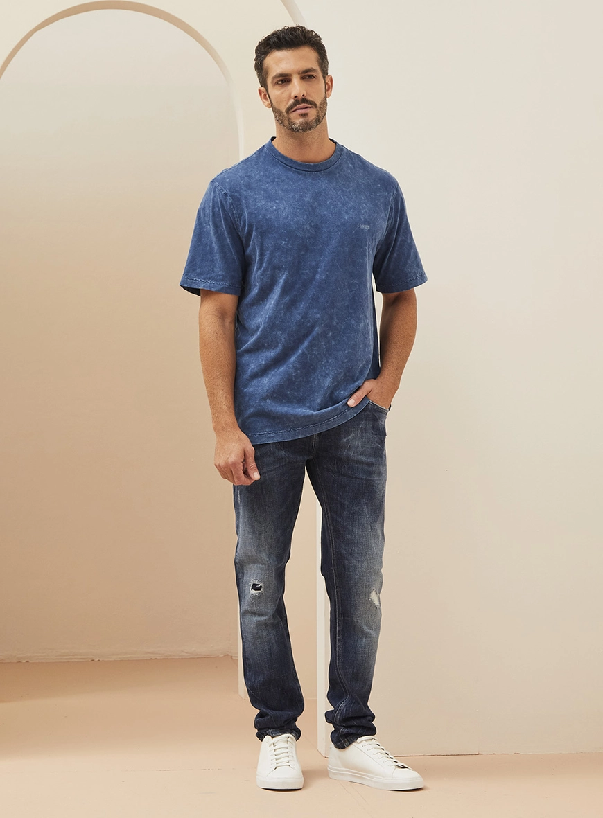 Camiseta Masculina Manga Curta Azul