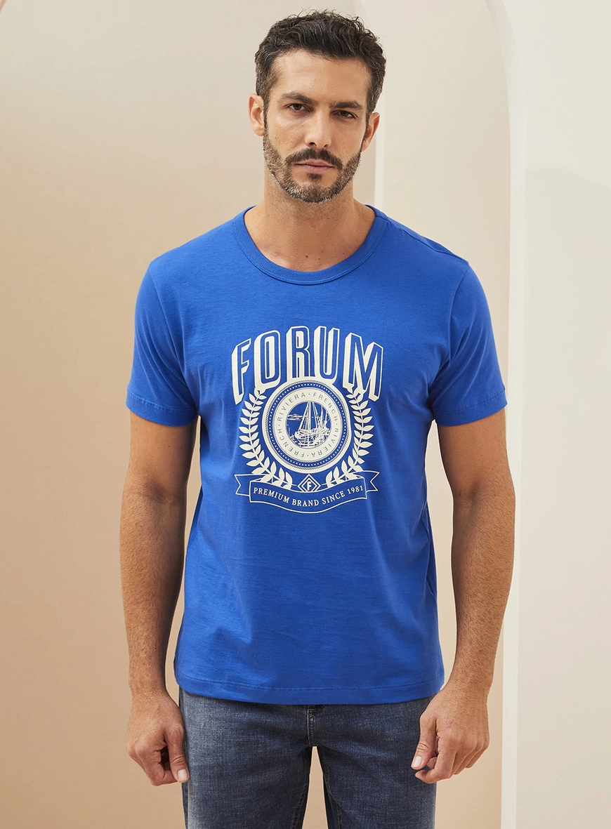 Camiseta Masculina Estampa Frontal Azul