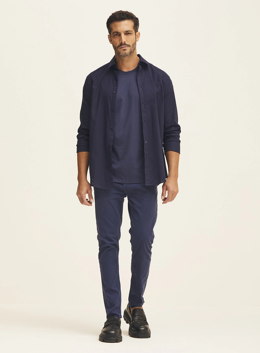 Camiseta Masculina Manga Curta Basic Azul