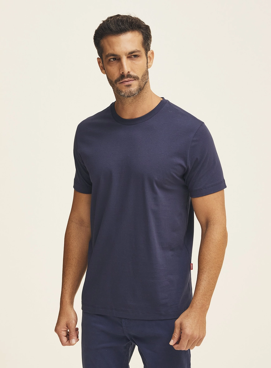 Camiseta Masculina Manga Curta Basic Azul