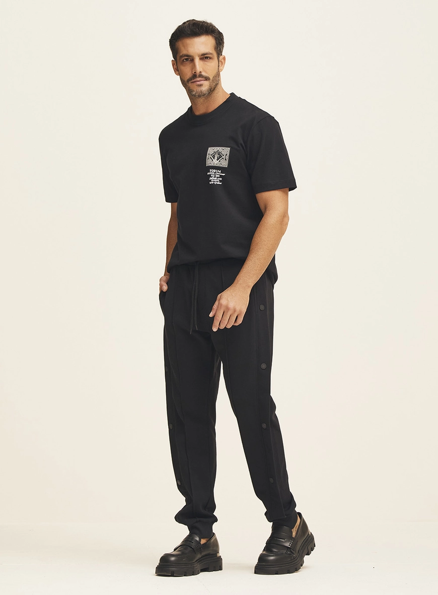 Camiseta Masculina Manga Curta Com Estampa Preto