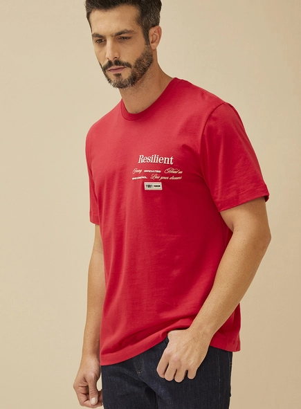 Camiseta Masculina Com Detalhe Em Estampa