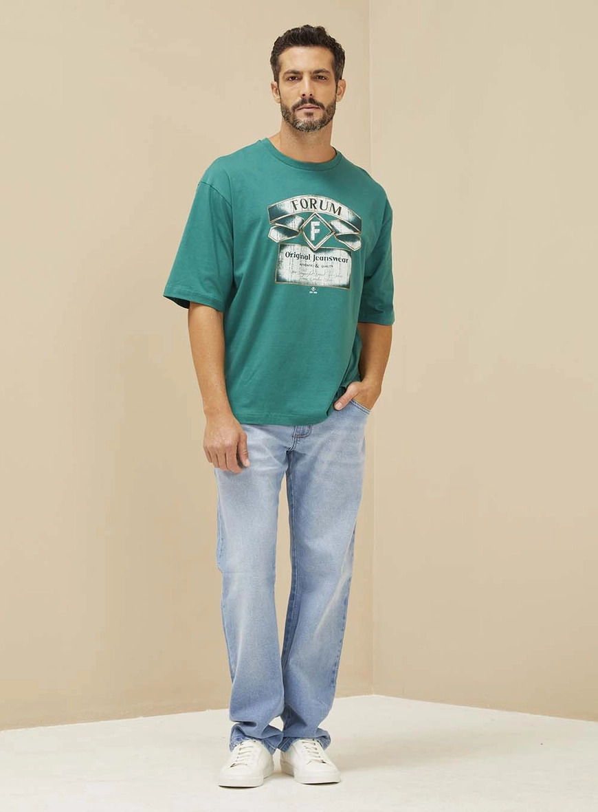 Camiseta Masculina Com Estampa Frontal Verde