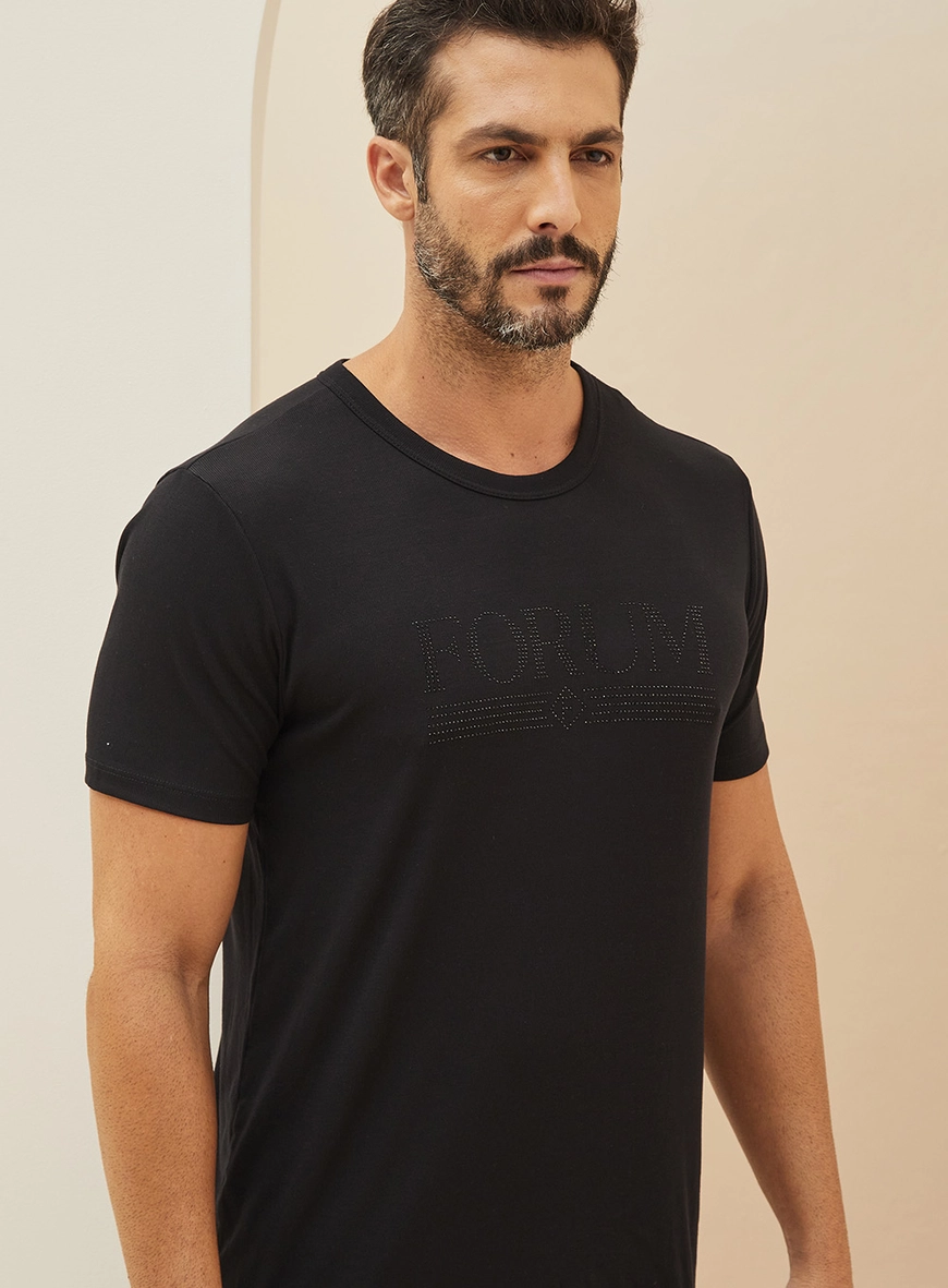 Camiseta Masculina Basic Manga Curta Preto