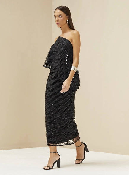 Blusa Paetê Uma Alça Assimétrica