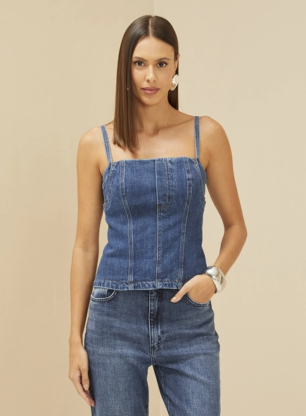 Blusa Justa Em Jeans