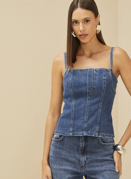 Blusa Justa Em Jeans