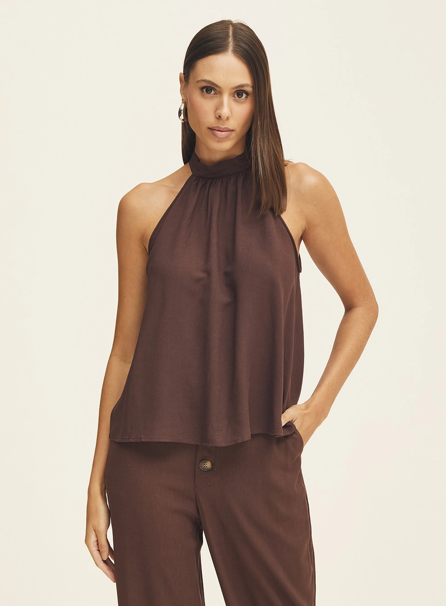 Blusa Halter Solta Marrom