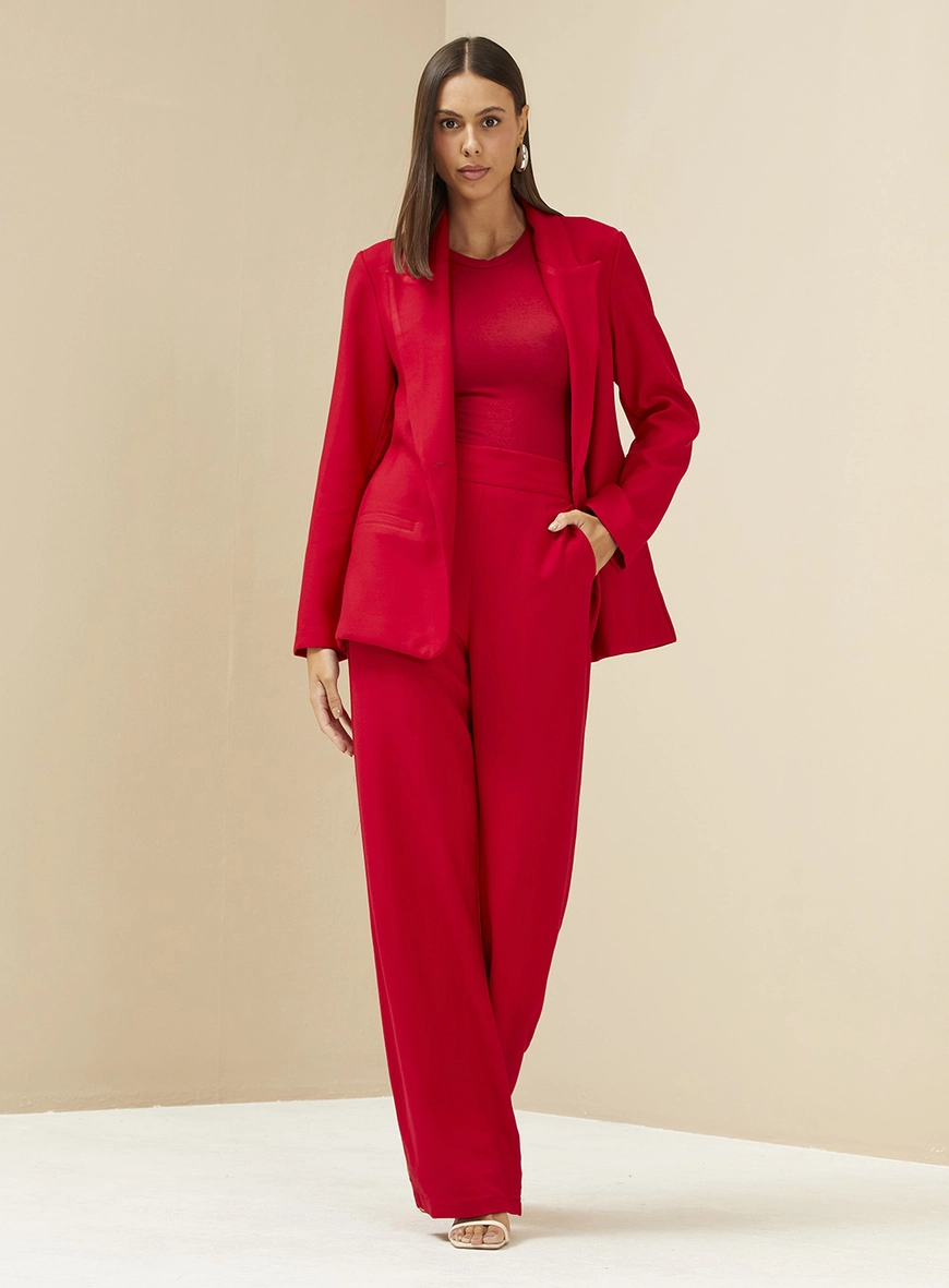 Regata Feminina Slim Em Linho Vermelho
