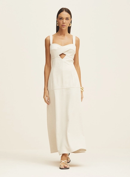 Vestido Longo Justo Com Recorte