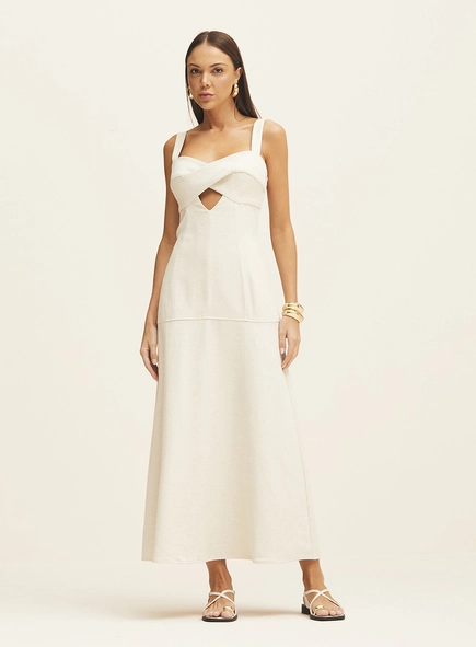 Vestido Longo Justo Com Recorte