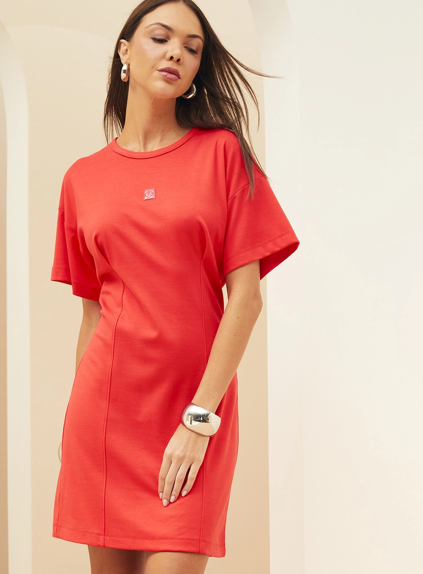 Vestido T- shirt Manga Curta Com Logo Vestido T- Shirt Manga Curta