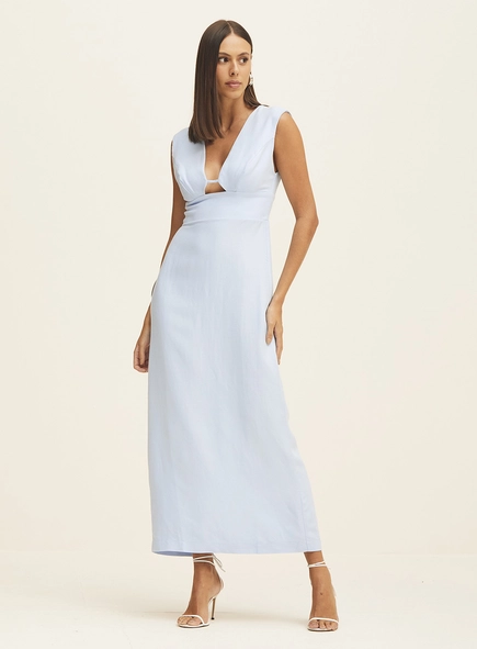 Vestido Midi Reto Em Linho