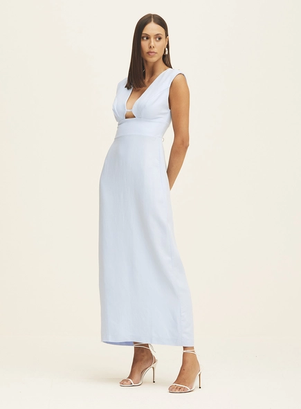 Vestido Midi Reto Em Linho