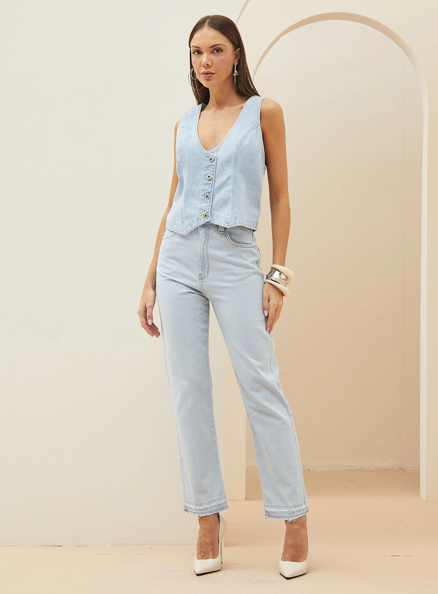 Colete Feminino Reto Jeans Índigo