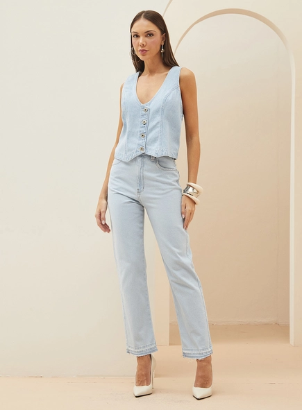 Colete Feminino Reto Jeans