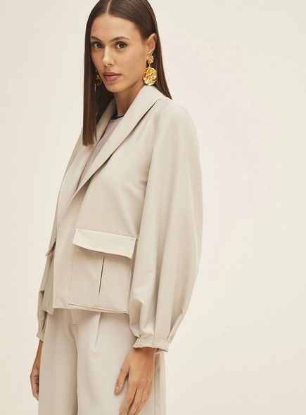 Blazer Feminino Alfaiataria Com Bolsos Frontais