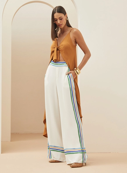 Calça Pantalona Com Estampa