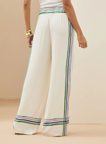 Calça Pantalona Com Estampa