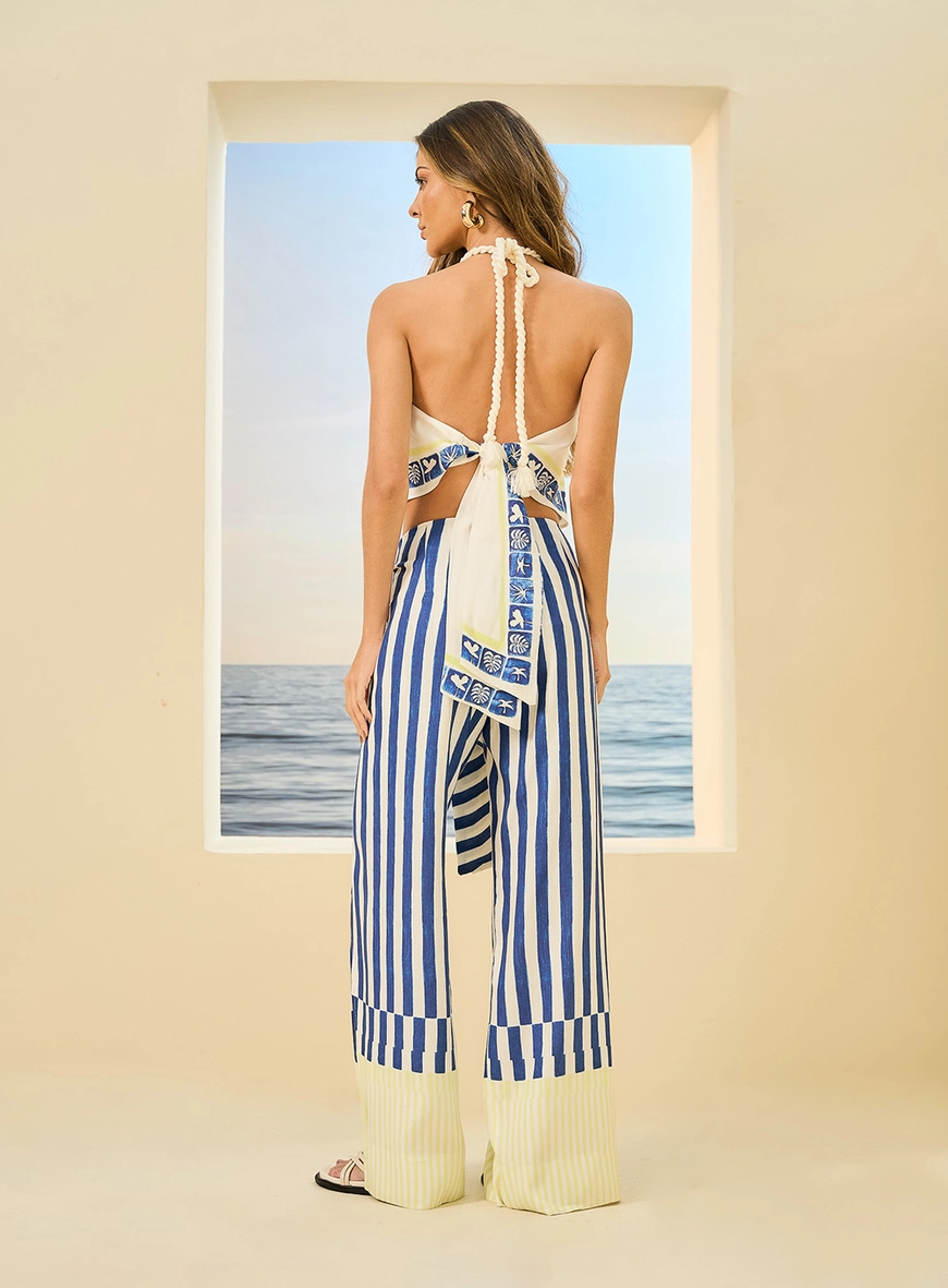 Calça Feminina Pantalona Listrada Estampados 2