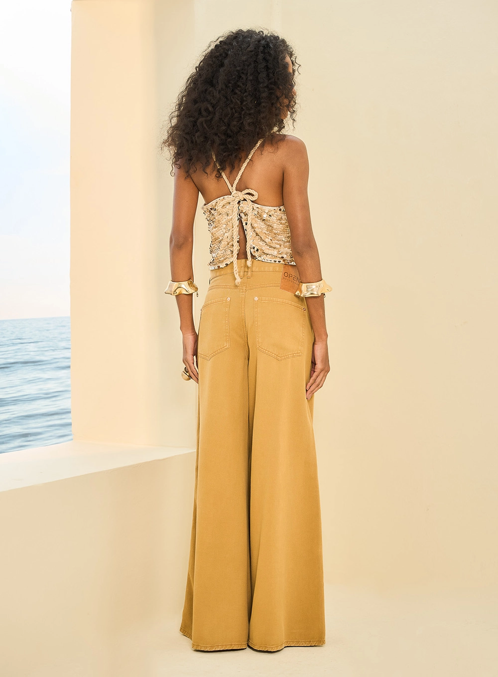 Calça Feminina Pantalona De Sarja Thassia Marrom 2