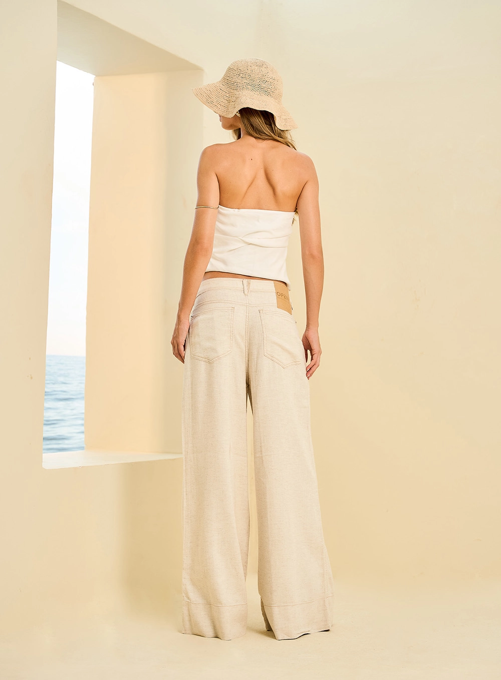 Calça Feminina Pantalona Em Linho Off Shell 2
