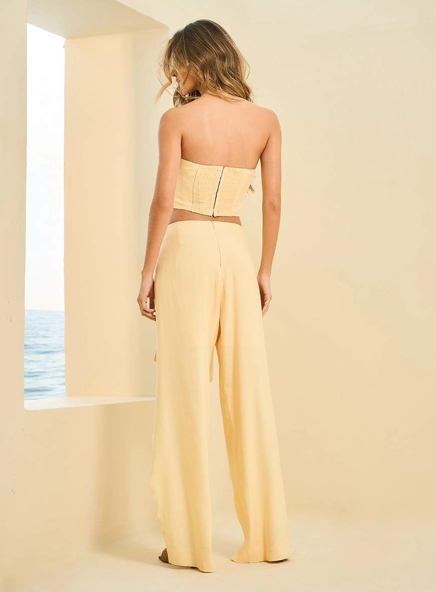 Calça Feminina Envelope Com Amarração Amarelo 2