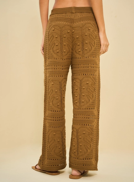 Calça Feminina Reta  De Tricô