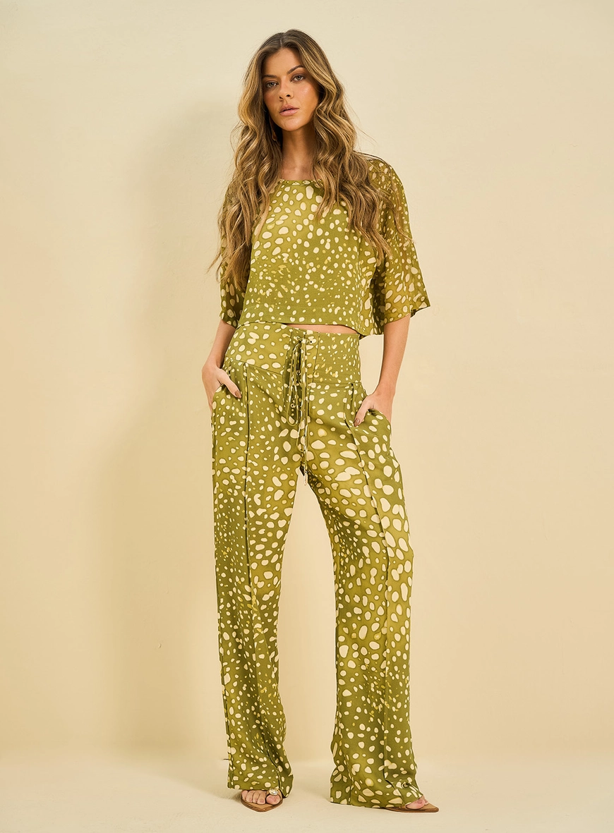 Calça Feminina Reta Estampada Estampa 1