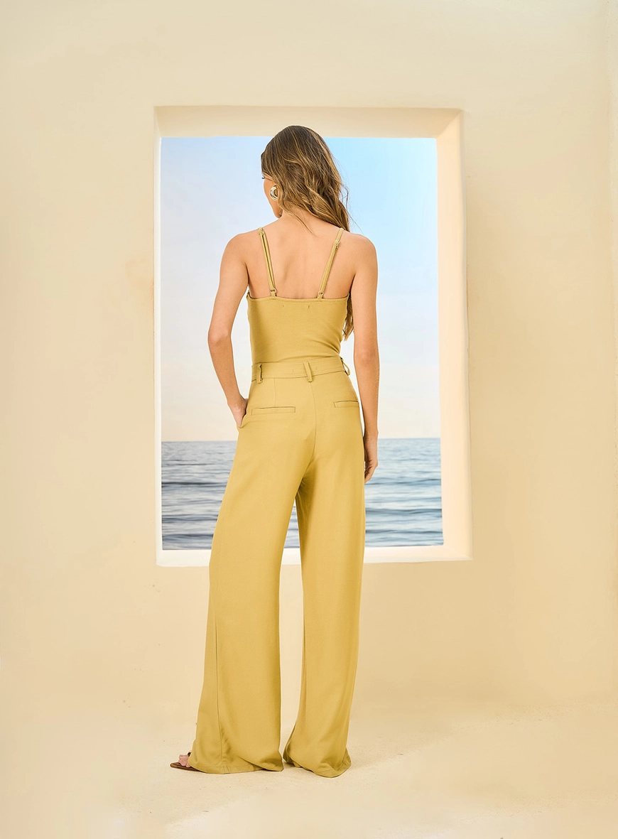 Calça Feminina Pantalona De Alfaiataria Verde 2