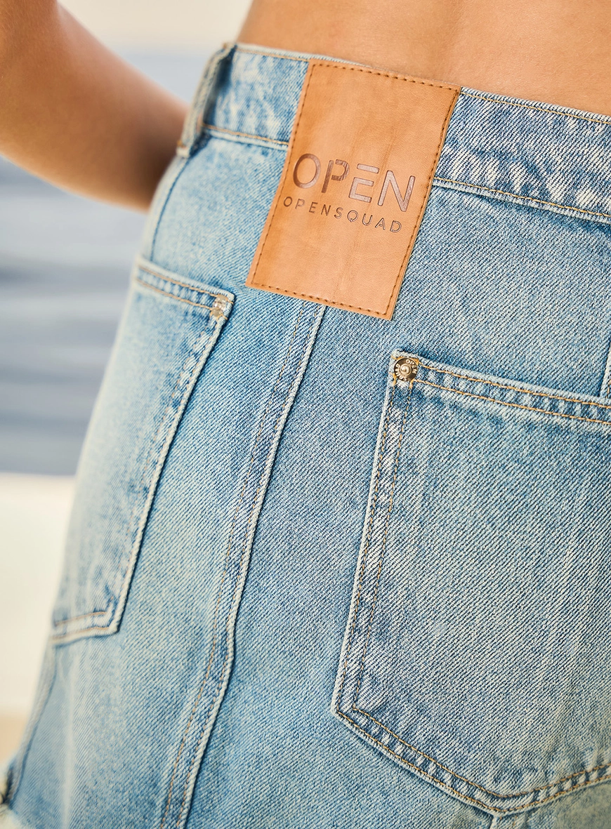 Saia Jeans Feminina Com Recortes Índigo 4
