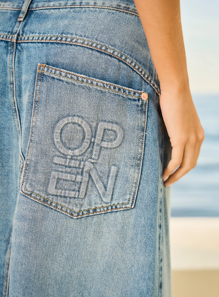 Saia Jeans Feminina Longa Com Fenda Índigo 5