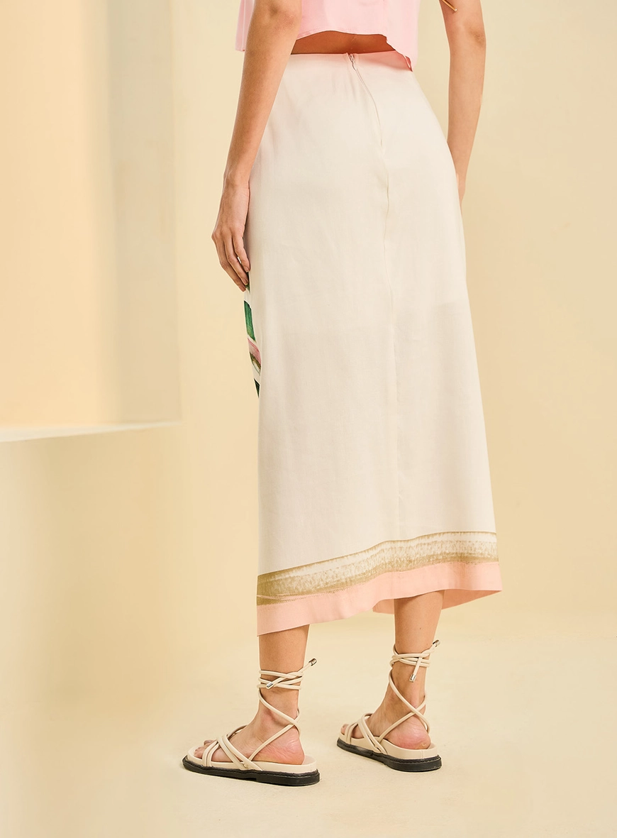 Saia Feminina Midi Com Estampa Estampa 2