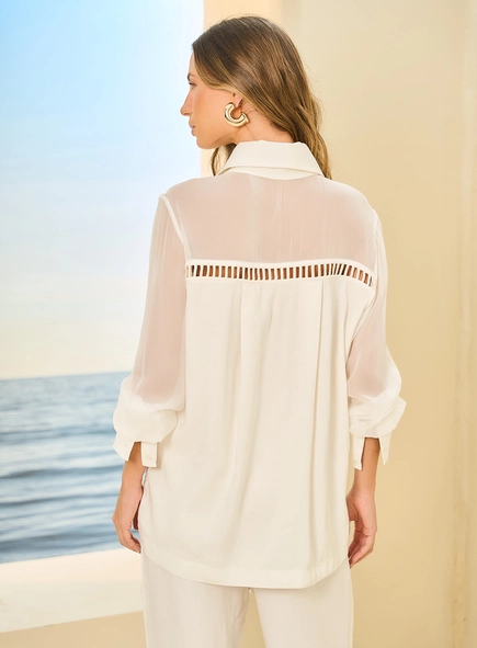 Camisa Feminina  Em Renda Guipir