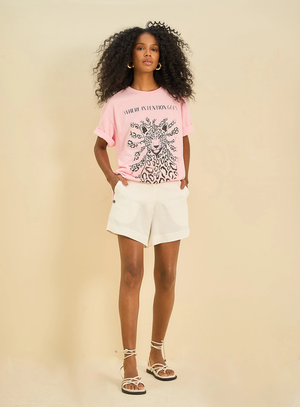 Camiseta Feminina Oversized Estampada Rosa 4