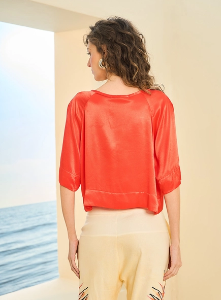 Camiseta Feminina Cropped Acetinada
